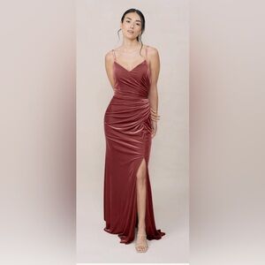 Revelry Rory Velvet Dusty Rose Bridesmaid dress Size 14
